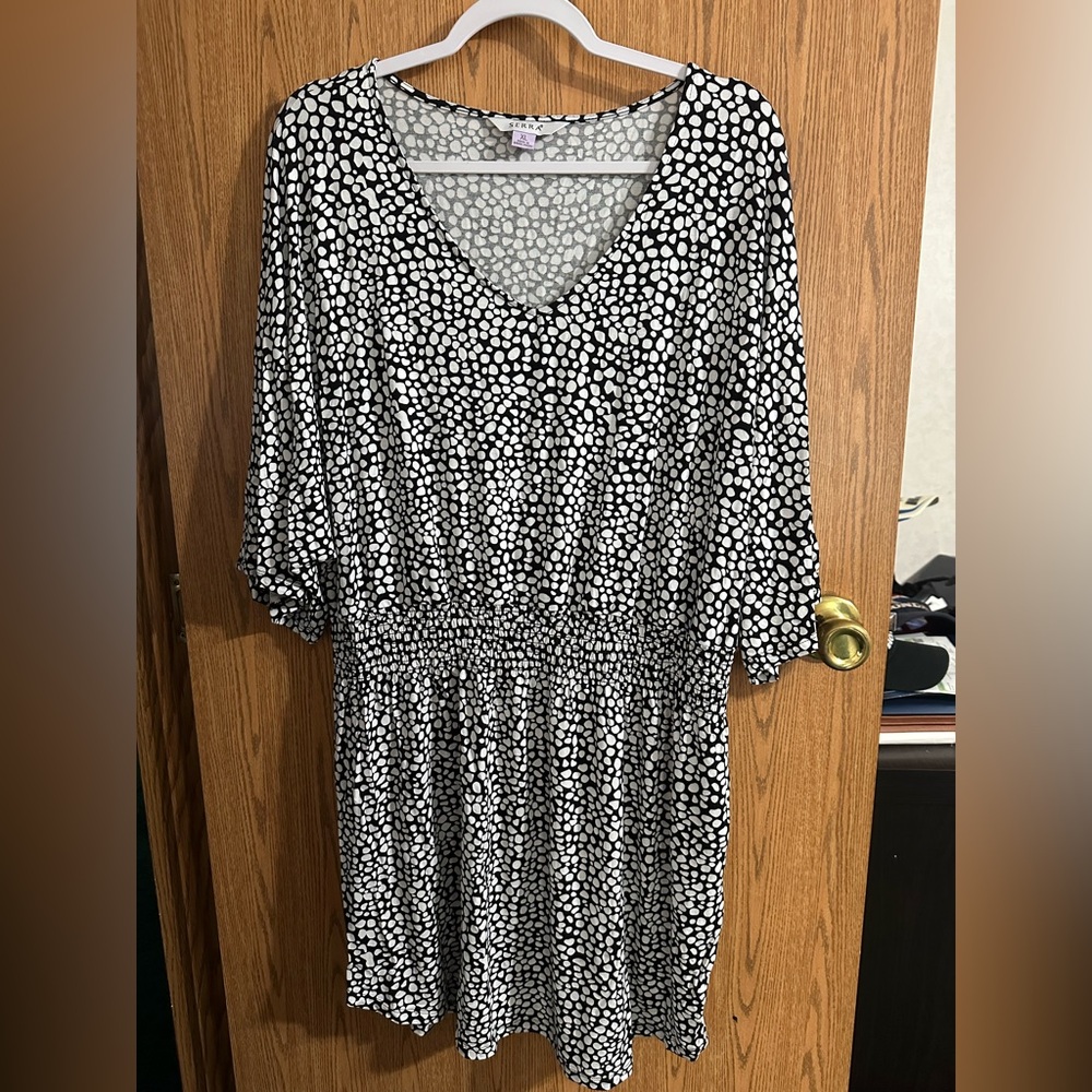 Serra Black and White Patterned Dress